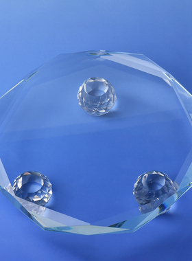 八角花边钻石切面摆件