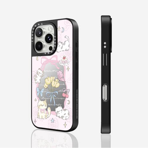 CAREGNBA联名猫咪蝴蝶结适用苹果16ProMax手机壳iPhone17pro相机键全包14plus磁吸15p防摔12全包11网红XR女13 - 图0
