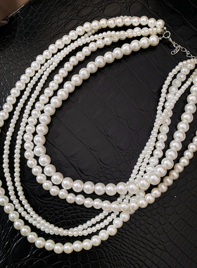 多层珍珠项链女高级设计感