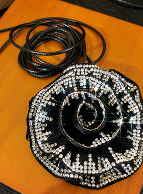 玫瑰花项链复古满钻花朵