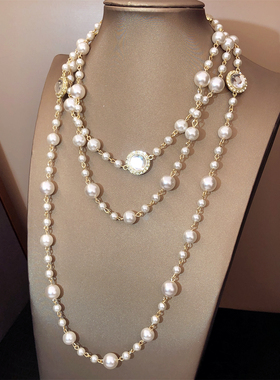 韩国多层珍珠项链毛衣链