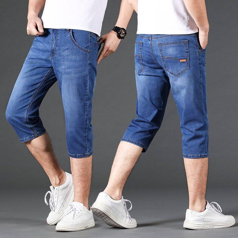 夏季薄款七分牛仔短裤男潮牌弹力修身直筒宽松五分裤耐磨韩版潮流,淘宝优惠券,粉丝福利购,淘宝优惠卷