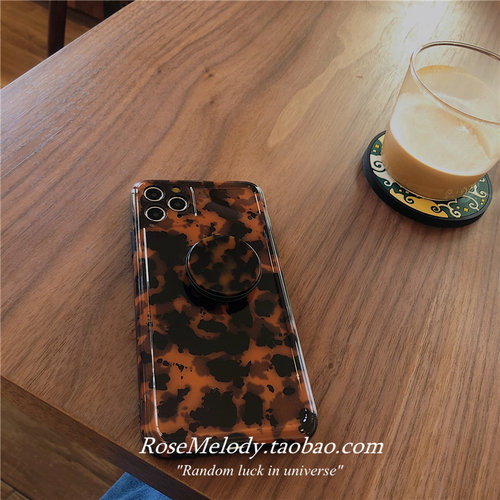 ins复古琥珀豹纹支架适用iPhone17promax手机壳苹果16romax全包15pro防摔14小众设计13promax软壳iPhone Air - 图1