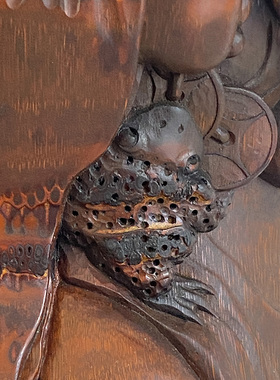 竹根雕刘海戏金蟾家居摆件