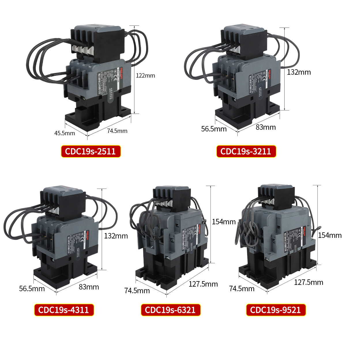 德力西CJ19切换电容接触器CDC9 CDC19S-95/63/21E 43 32 25 380V-图0