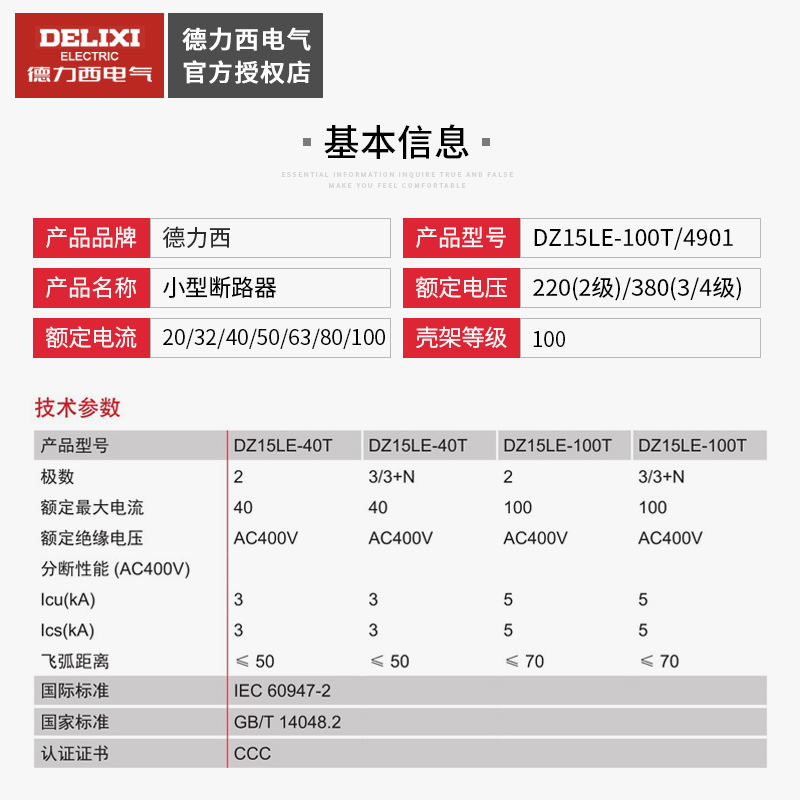 德力西DZ15LE-100T/4901透明断路器带漏电保护4P63A空气开关漏保 - 图1