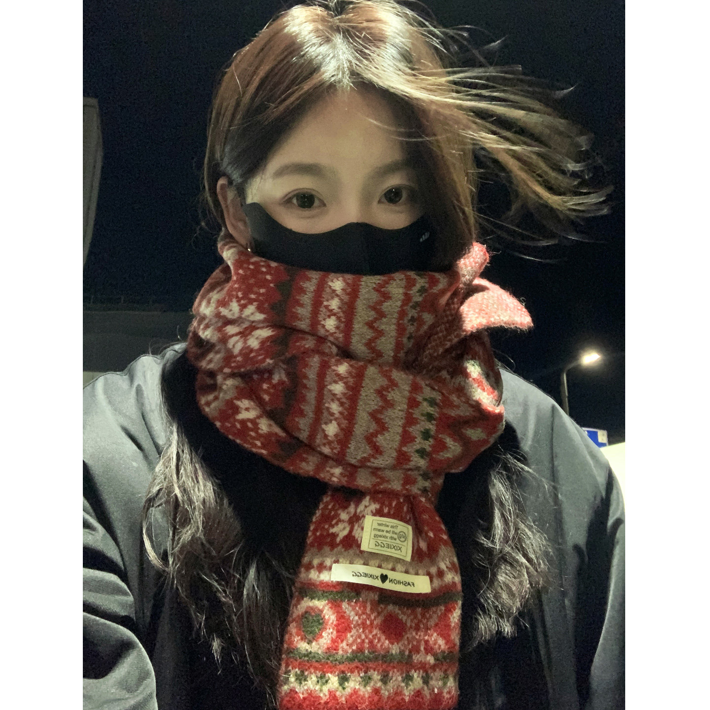 复古费尔岛风提花围巾女款2025新款冬季加厚羊毛混纺学生港风百搭,淘宝优惠券,粉丝福利购,淘宝优惠卷