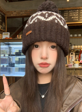 复古费尔岛帽子女款2026新款冬天