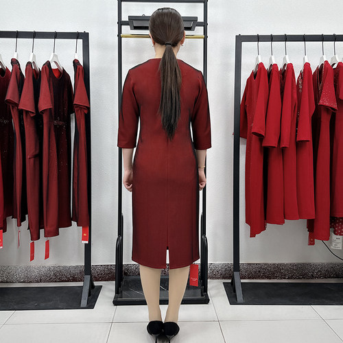 新娘结婚妈妈礼服连衣裙春夏季高端显瘦五一喜婆婆婚宴装高贵裙子 - 图0