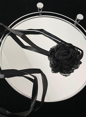 复古暗黑玫瑰山茶花项链女