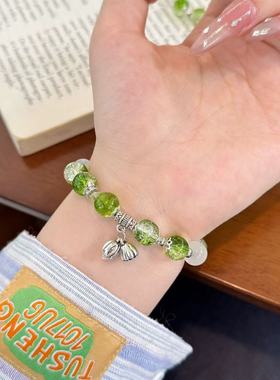 学生手链绿色幽莲手串新中式莲蓬莲苞串珠高级感古风配饰手饰品