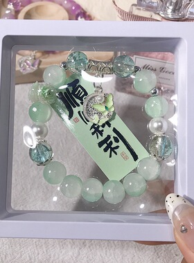 2条琉璃手链原创设计油画蝴蝶手链玻璃琉璃手串女孩手链学生手链