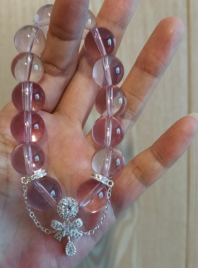 冰透仿紫水晶手链浅紫大颗粒带钻配件高级感设计水晶手串女闺蜜-1