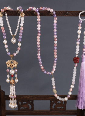 厂家古风项链中式璎珞长背云项圈紫色百搭古风汉服马面裙项链配饰