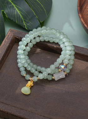 三圈古风中式女孩手链玉手链水晶