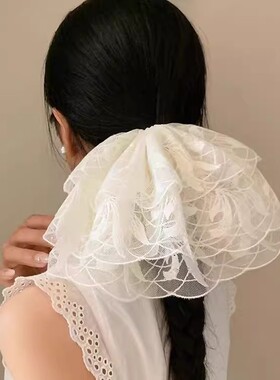 超仙唯美白色蕾丝大肠发圈女感号扎头发法式温柔发饰新款头绳发圈