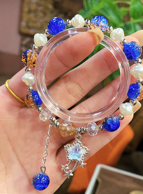 甜美手链小众琉璃森系水晶