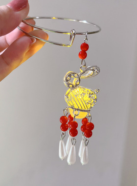 国风发光手镯高级花城明灯三千琉璃花朵铃铛手链复古手圈汉服手镯