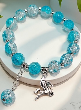 2026新款生肖马碎花琉璃串珠手链新中式女生古风流苏手链学生手链