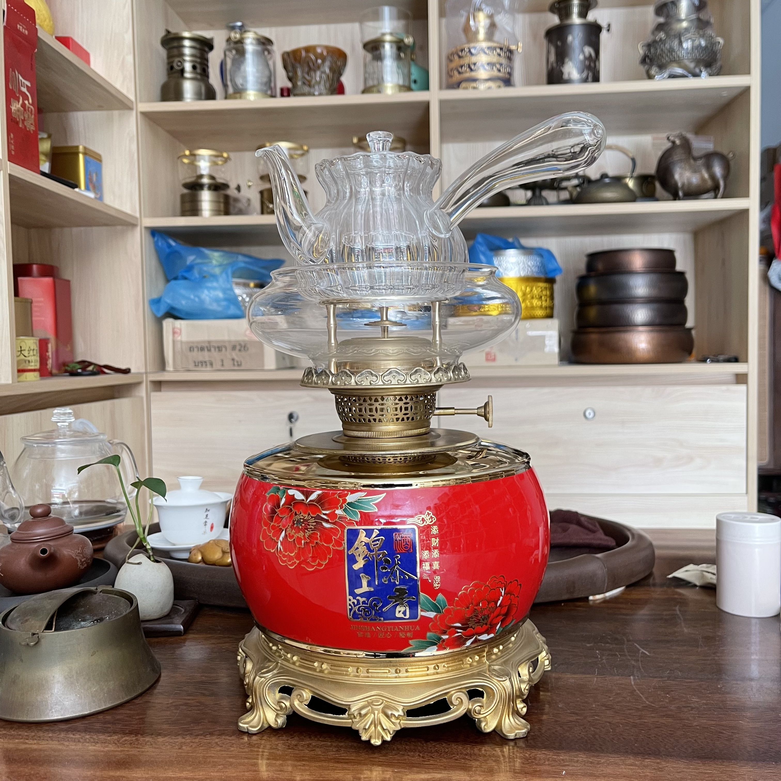 Wine bottle and tea lamp tea stove health lamp