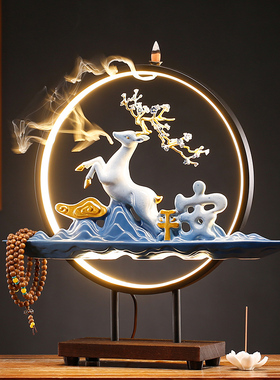 招财鹿摆件陶瓷家居客厅装饰品