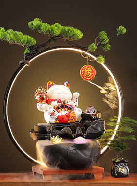 创意招财猫流水生财摆件循环水
