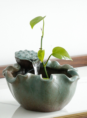 流水摆件循环水简约现代玄关装饰