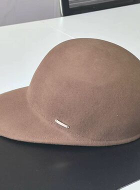 秋冬新款羊毛鸭舌帽女英伦复古毛呢马术帽百搭棒球帽骑士帽毡帽潮