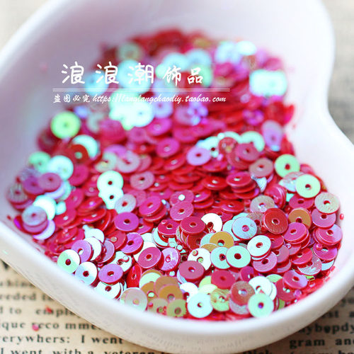 4mm中孔彩色圆形亮片手工diy珠片儿童小圆片衣服服装装饰手缝材料 - 图1