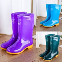 Season Rain Shoes Rain Boots Waterproof Shoes Anti Slip Plus Cotton Warm Fashion Rubber Shoes Cover Shoes Water Boots Woman Middle Cylinder High Cylinder Kitchen