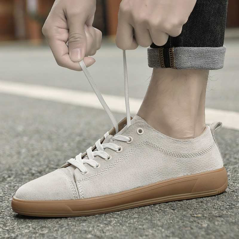 春秋季真皮男鞋英伦休闲鞋韩版潮流皮鞋软面皮45大码男士运动板鞋,淘宝优惠券,粉丝福利购,淘宝优惠卷