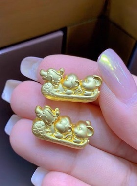 三合龙黄金手链赛龙舟手串女