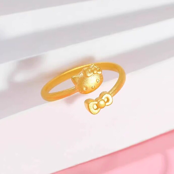 Pure gold KT cat ring Valentine’s Day gift for girlfriend