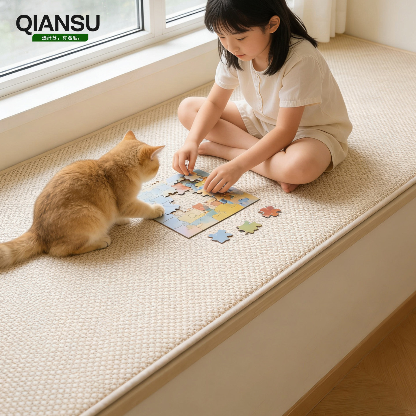 Linen imitation fabric 0 formaldehyde thin bay window mat