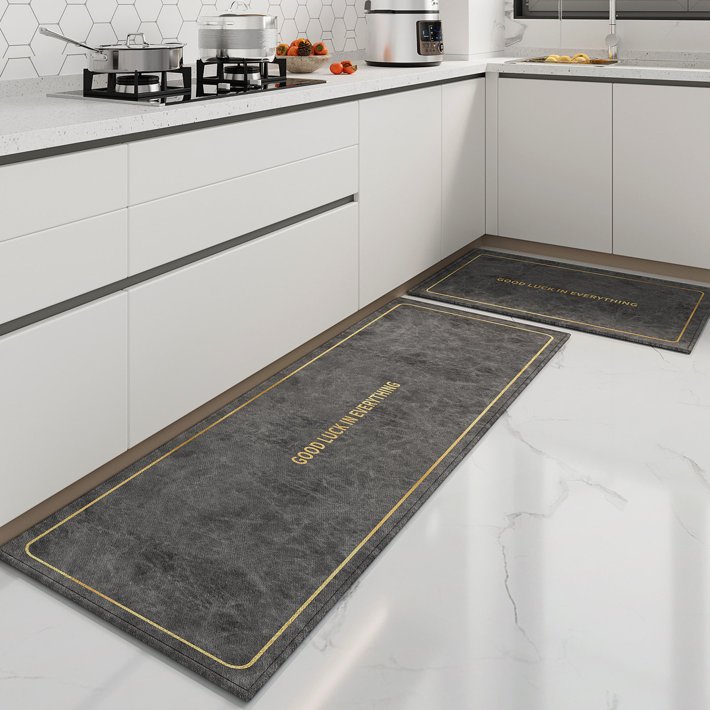 No-wash absorbent kitchen mat
