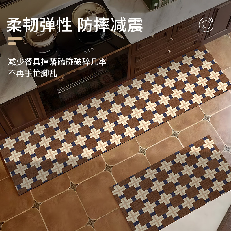中古厨房地垫防滑防油可擦免洗地毯防水脚垫吸水垫子专用新款复古,淘宝优惠券,粉丝福利购,淘宝优惠卷