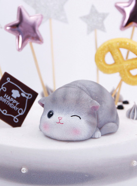 ins风小猫咪烘焙汽车桌面摆件