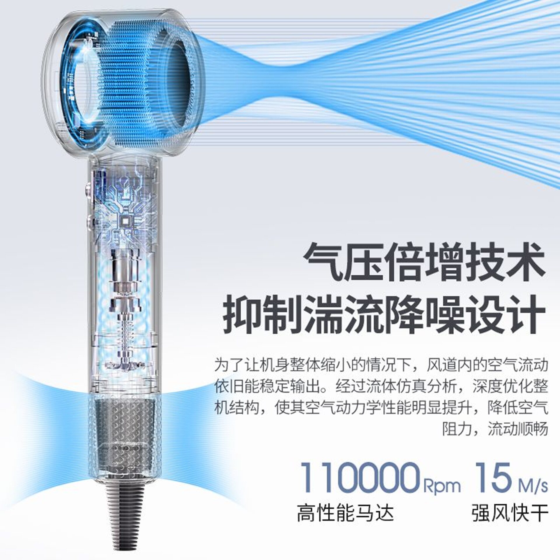 德国AEM护发高速无叶电吹风机蓝光护发理发店高速无刷电机吹风筒