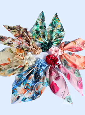 Bow Hair Scrunchies, Women Hair Scarf  Knotted Bow Hair Ties