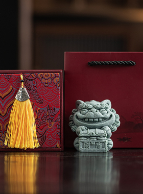 国潮风狮爷守财库一对茶宠摆件