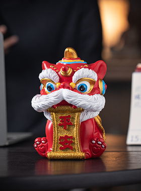 树脂祝福新中式桌面醒狮摆件喜庆