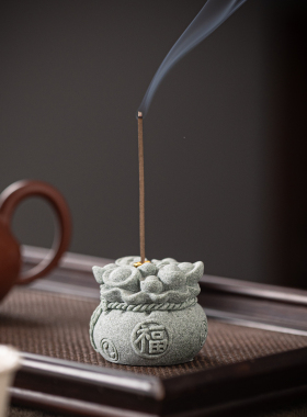创意金饭碗狮爷香炉茶台摆件装饰