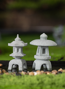 青砂石造景复古桌面石灯笼装饰品