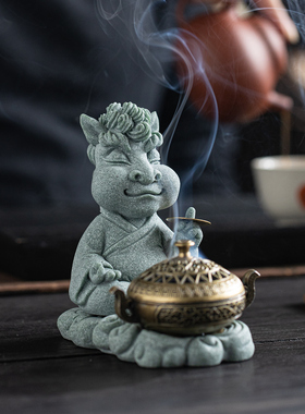 青砂石马大师香薰炉招财茶宠摆件
