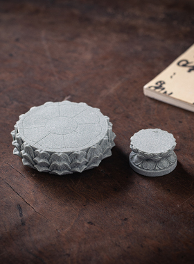 青砂石茶托中式桌面莲花台装饰品