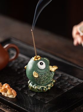 国潮小狮子动物线香插茶宠摆件