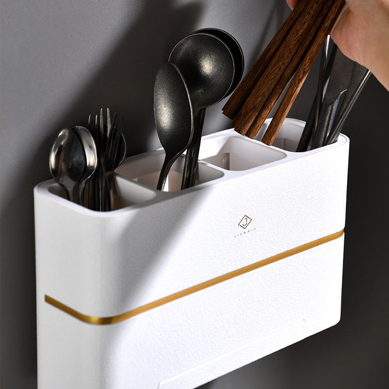 Wall-mounted chopstick cage, chopstick and spoon storage box without drilling holes