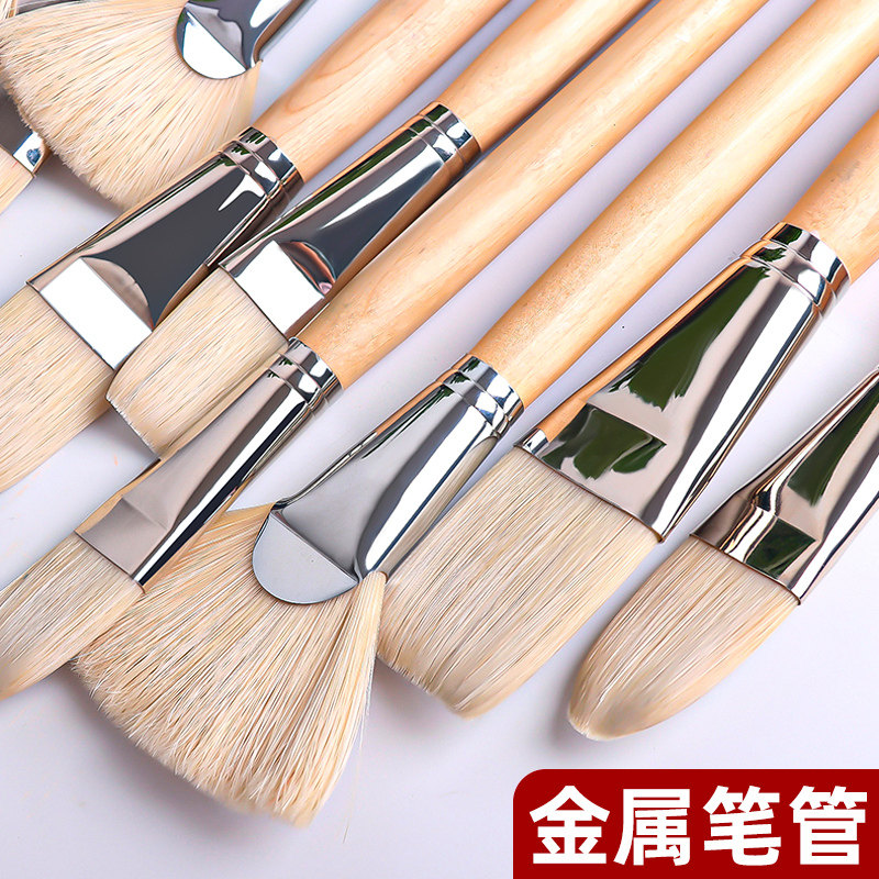 马利GA7220加长杆画笔套装墙绘美术专用画笔丙烯水粉笔大型刷子扇形排笔猪鬃毛手绘色彩笔专业_虎窝淘