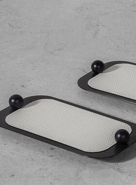 简约现代金属编织皮革托盘摆件客厅样板房卧室玄关装饰收纳置物盘