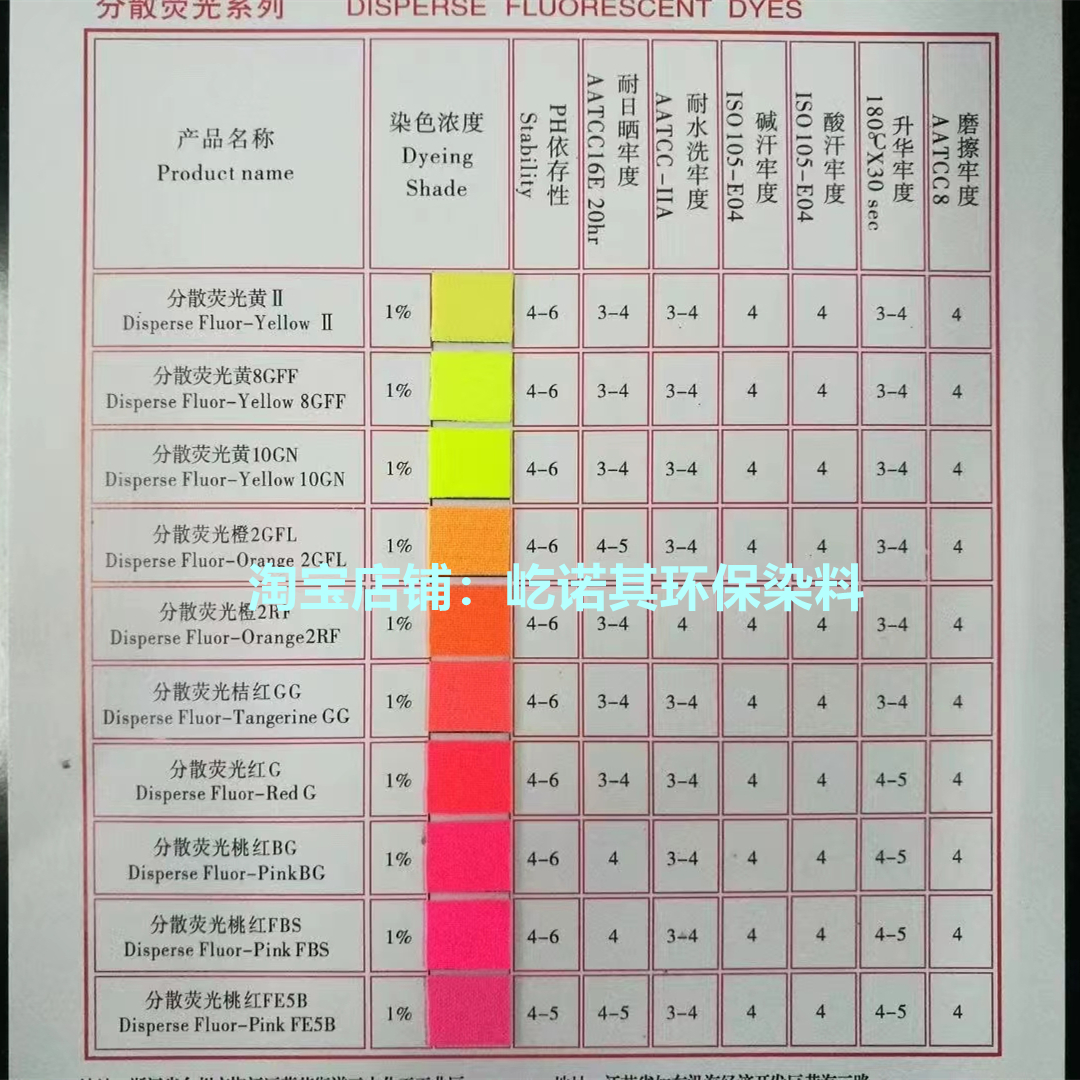 分散荧光黄8G10GFF橙2GFL红G桃红BG5BFBS绿5G彩蓝B紫3R蓝BN桔红GG - 图2